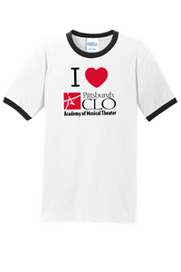 CLO ACADEMY ADULT CORE COTTON RINGER TEE - I HEART CLO