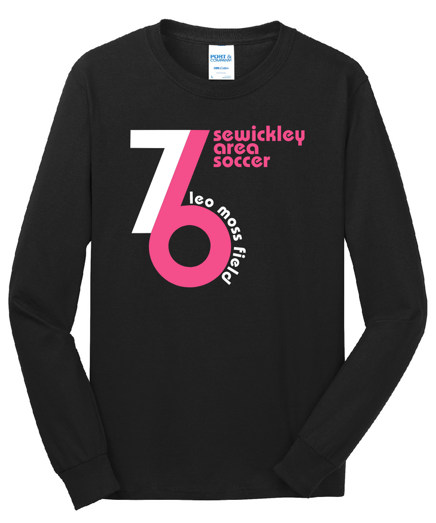 SAS WHITE & PINK '76 DESIGN YOUTH & ADULT COTTON LONG SLEEVE T-SHIRT