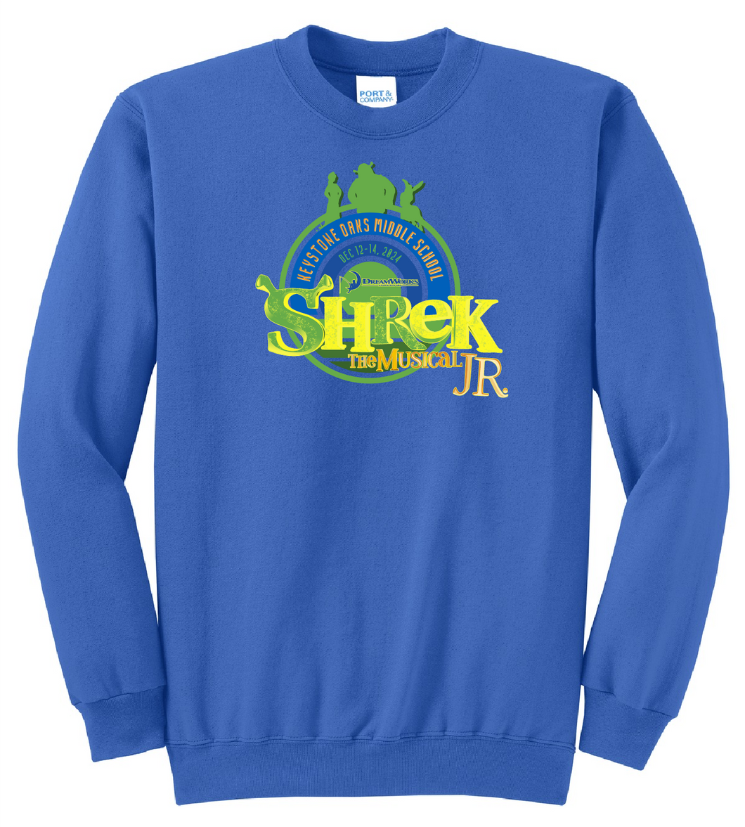 KEYSTONE OAKS - SHREK JR: ADULT CREWNECK SWEATSHIRT - ROYAL BLUE OR WHITE