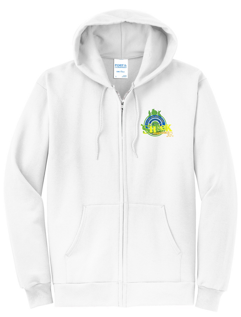 KEYSTONE OAKS - SHREK JR: ADULT FULL-ZIP SWEATSHIRT - WHITE OR ROYAL BLUE