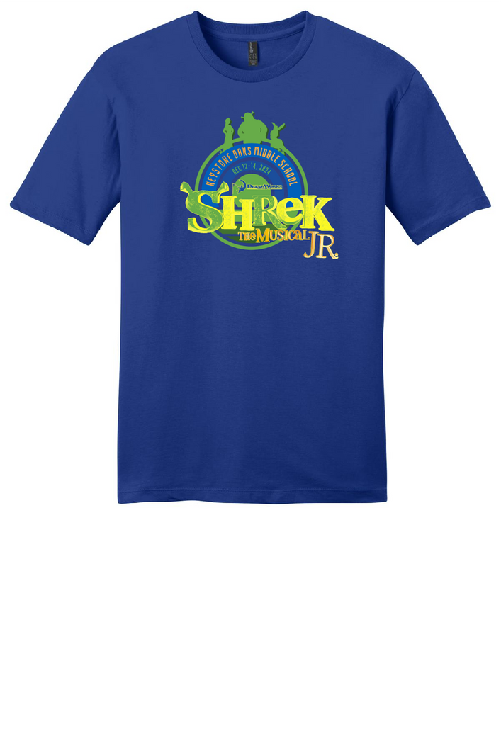 OFFICIAL CAST & CREW T-SHIRT: KEYSTONE OAKS - SHREK JR: CORE COTTON YOUTH & ADULT SHORT SLEEVE T-SHIRT - ROYAL BLUE